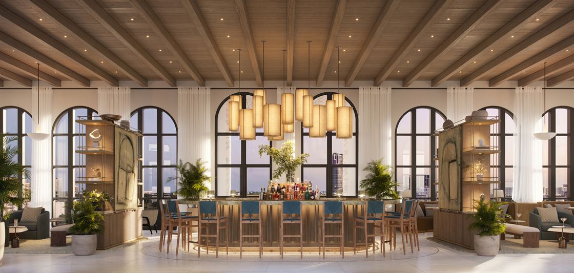 Rooftop sky bar and lounge at Ponce Park