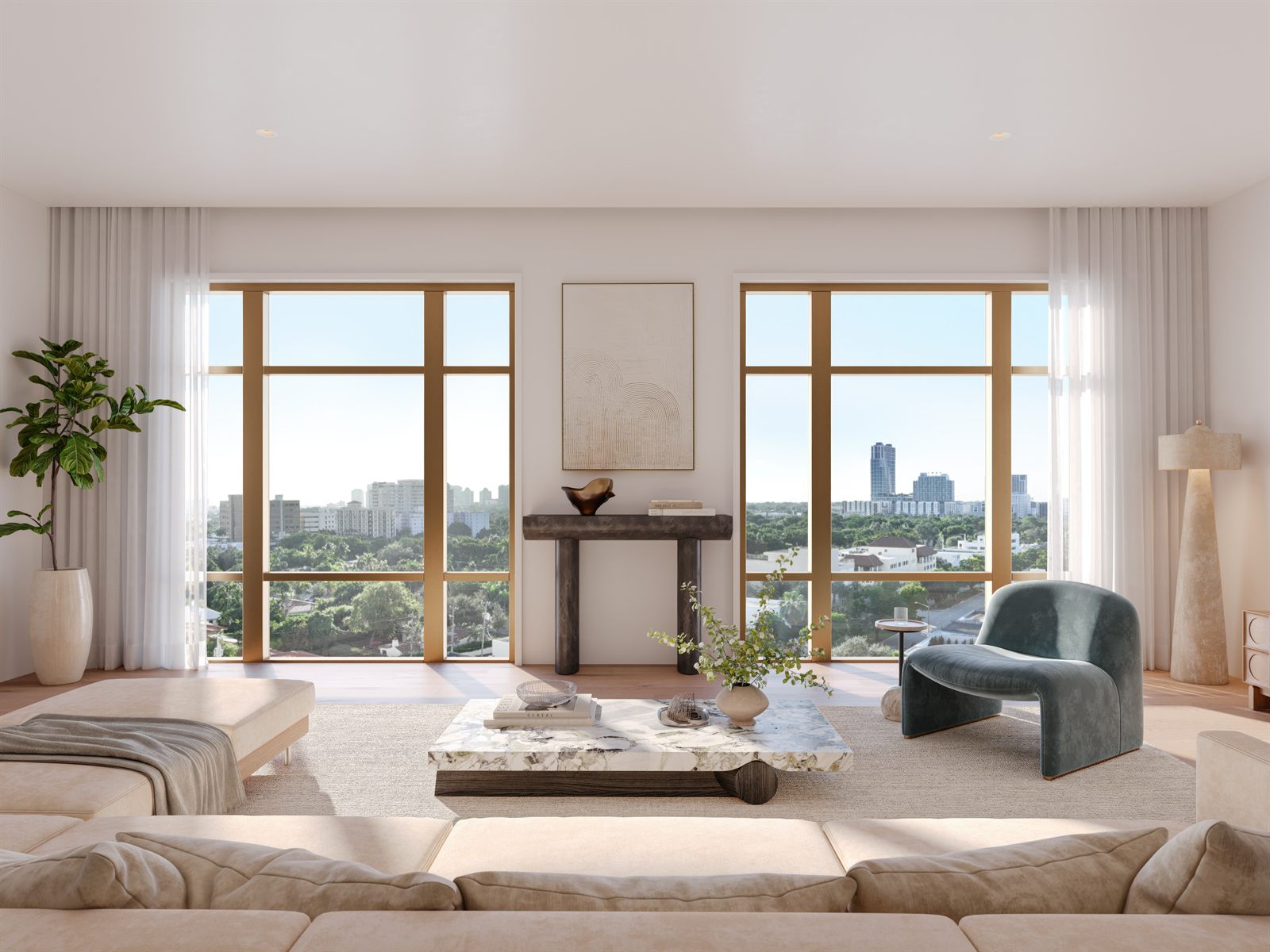 Living and dining room interior at Ponce Park Coral Gables